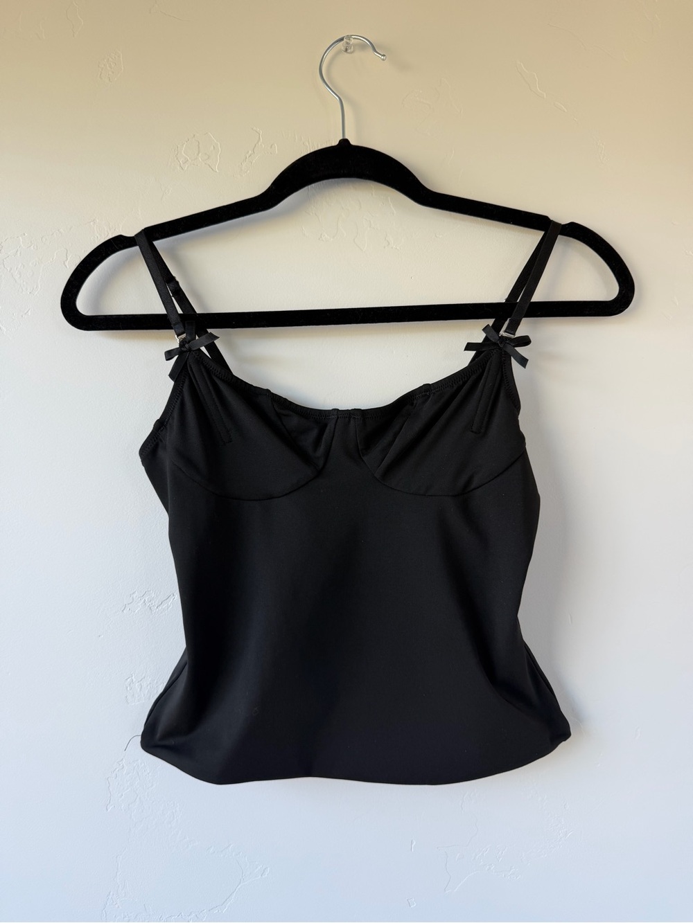 Women's Black Sweetheart Cami with Bow-Strap Detail